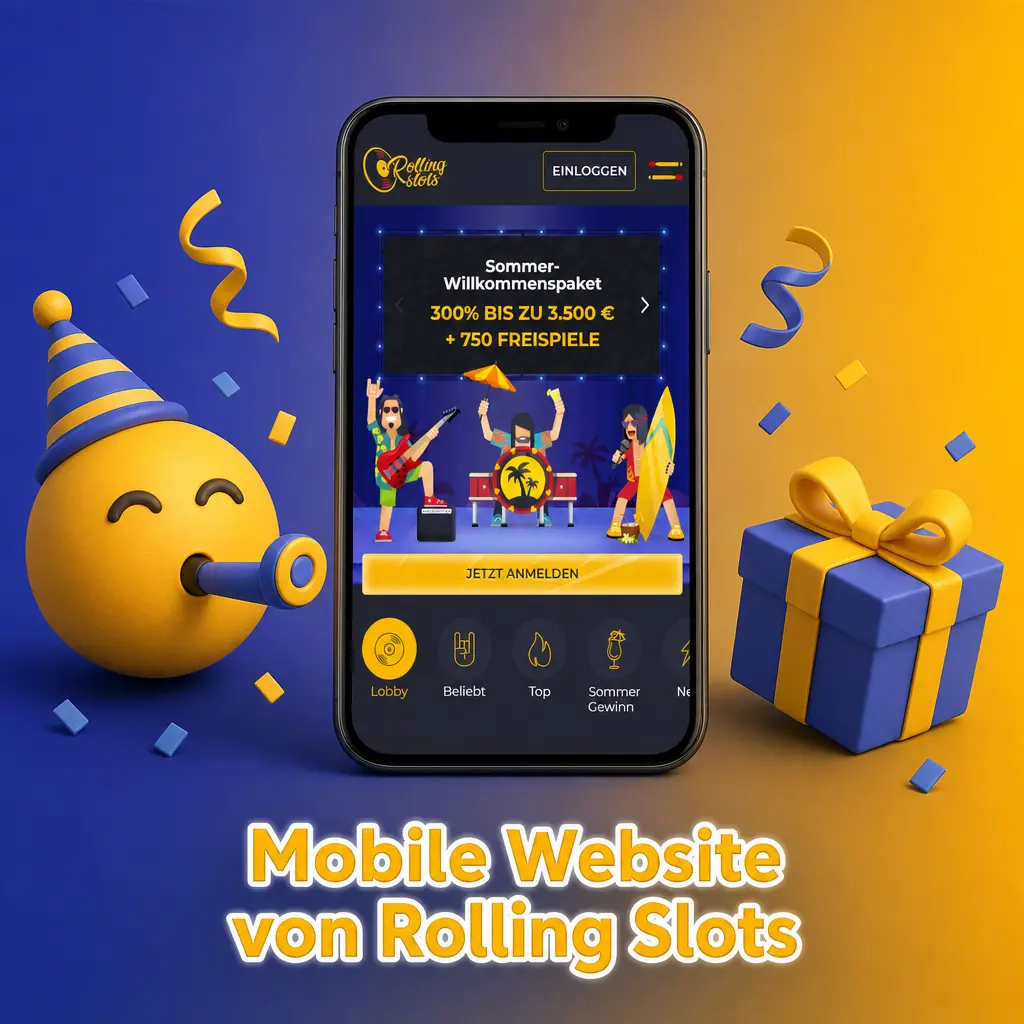Mobile Website von Rolling Slots auf Smartphone und Tablet