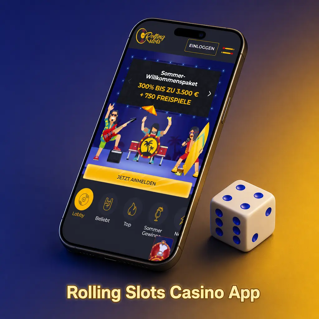 Rolling Slots Casino App auf dem Smartphone